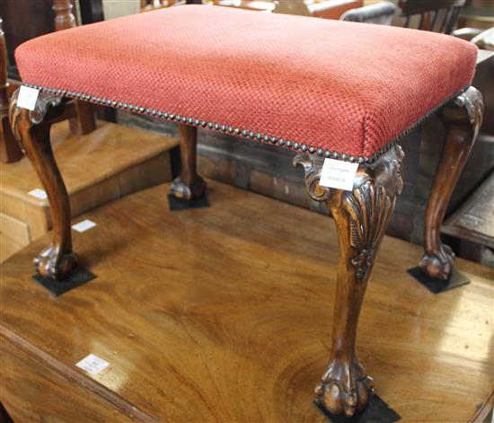 Cabriole leg stool on ball & claw feet